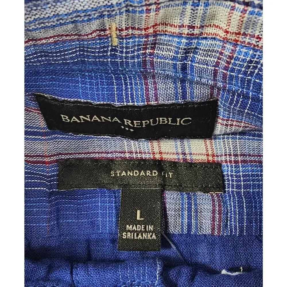 Standard fit cotton flannel plaid patriotic 4th of july button up warm L EUC